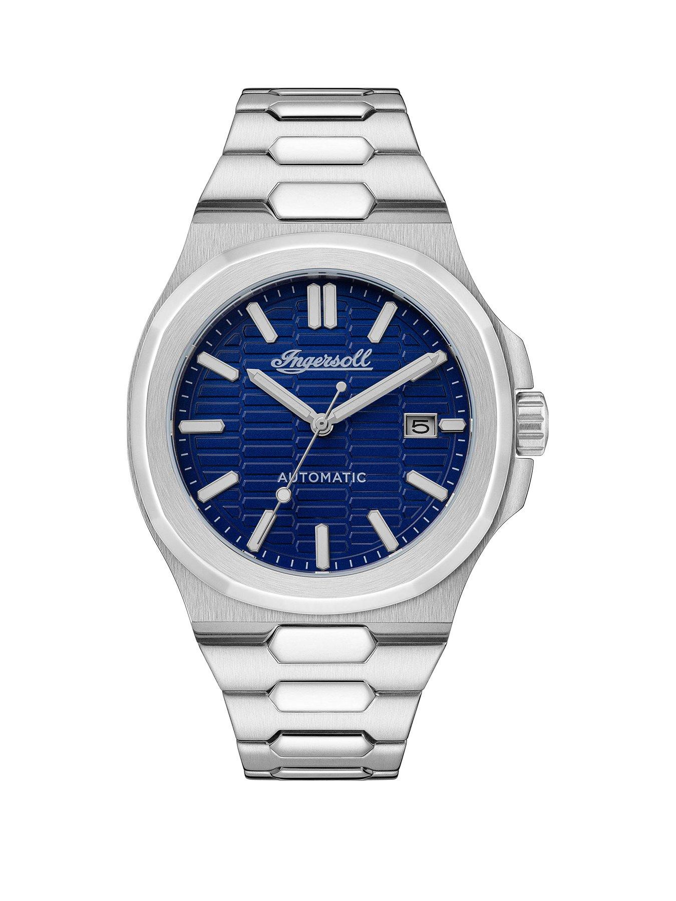 Product photograph of Ingersoll The Catalina Blue Date Automatic Dial Stainless Steel Bracelet Watch from very.co.uk