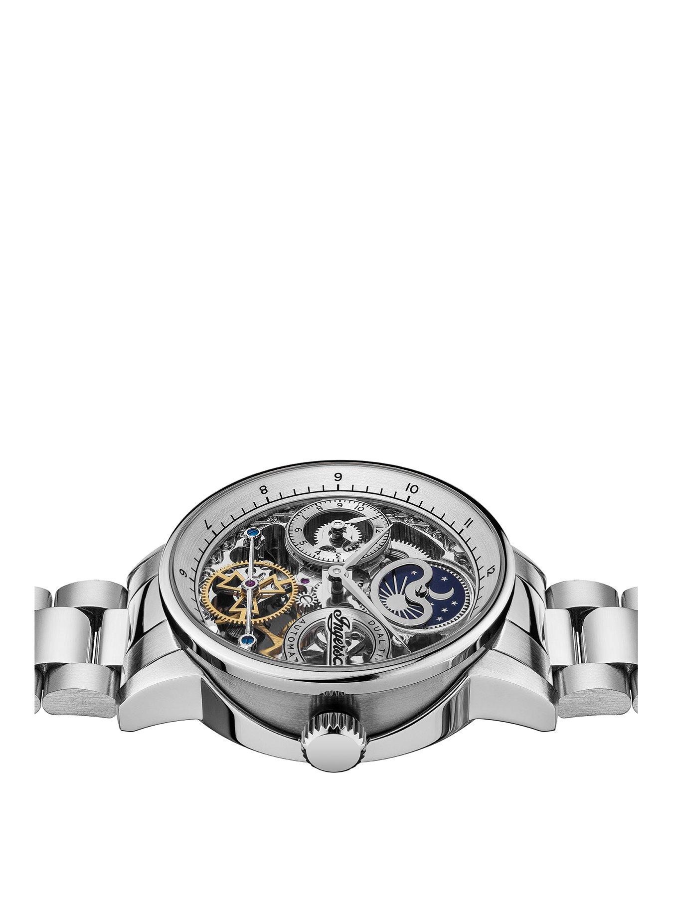 Ingersoll The Jazz Silver Skeleton Moonphase Automatic Dial Stainless ...