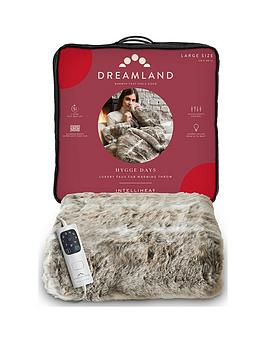 Product photograph of Dreamland Relaxwell Deluxe Faux Fur Alaskan Husky Faux Fur Heated Throw - Natural from very.co.uk