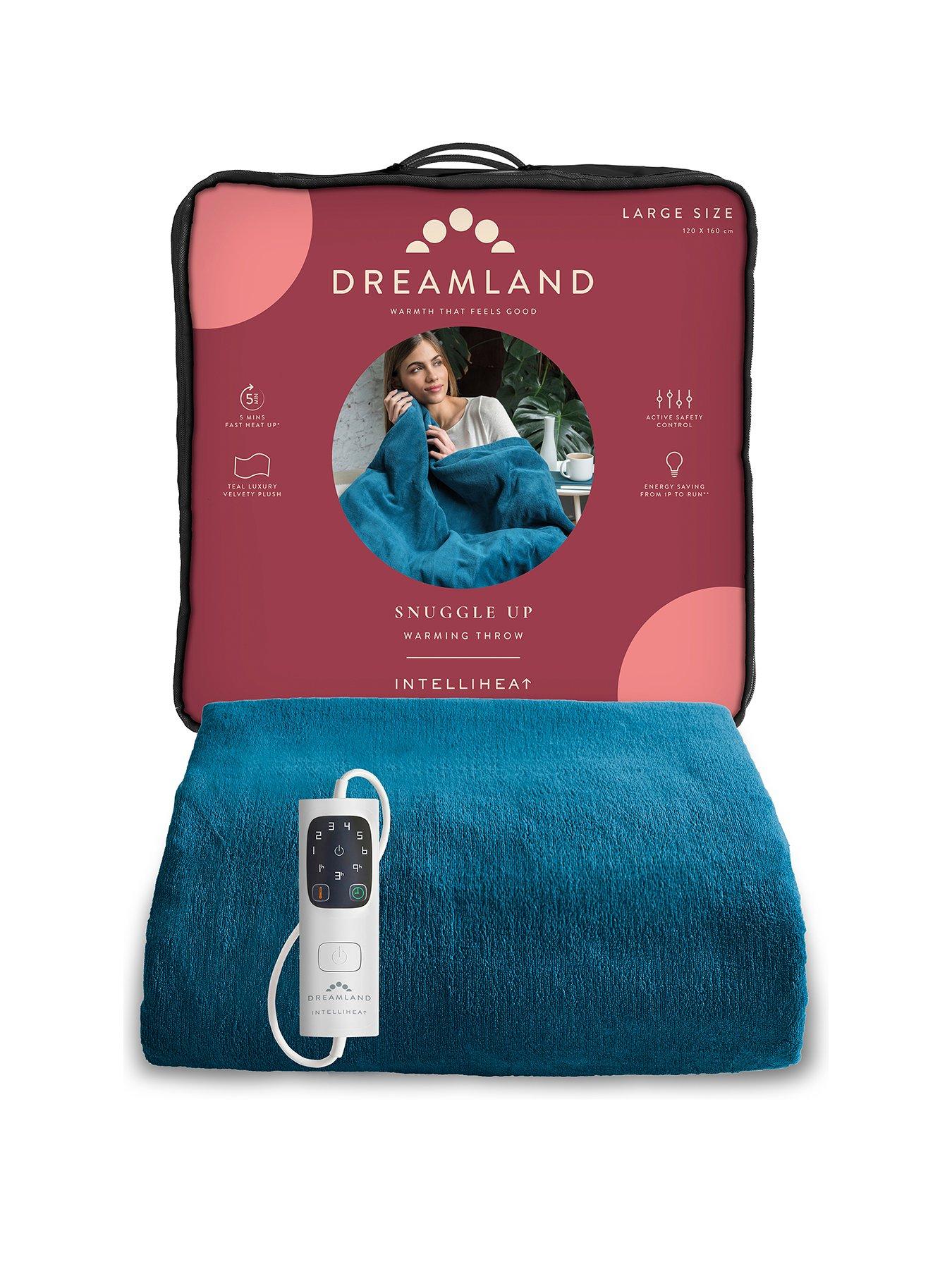 Product photograph of Dreamland Relaxwell Luxury Heated Throw In Teal from very.co.uk