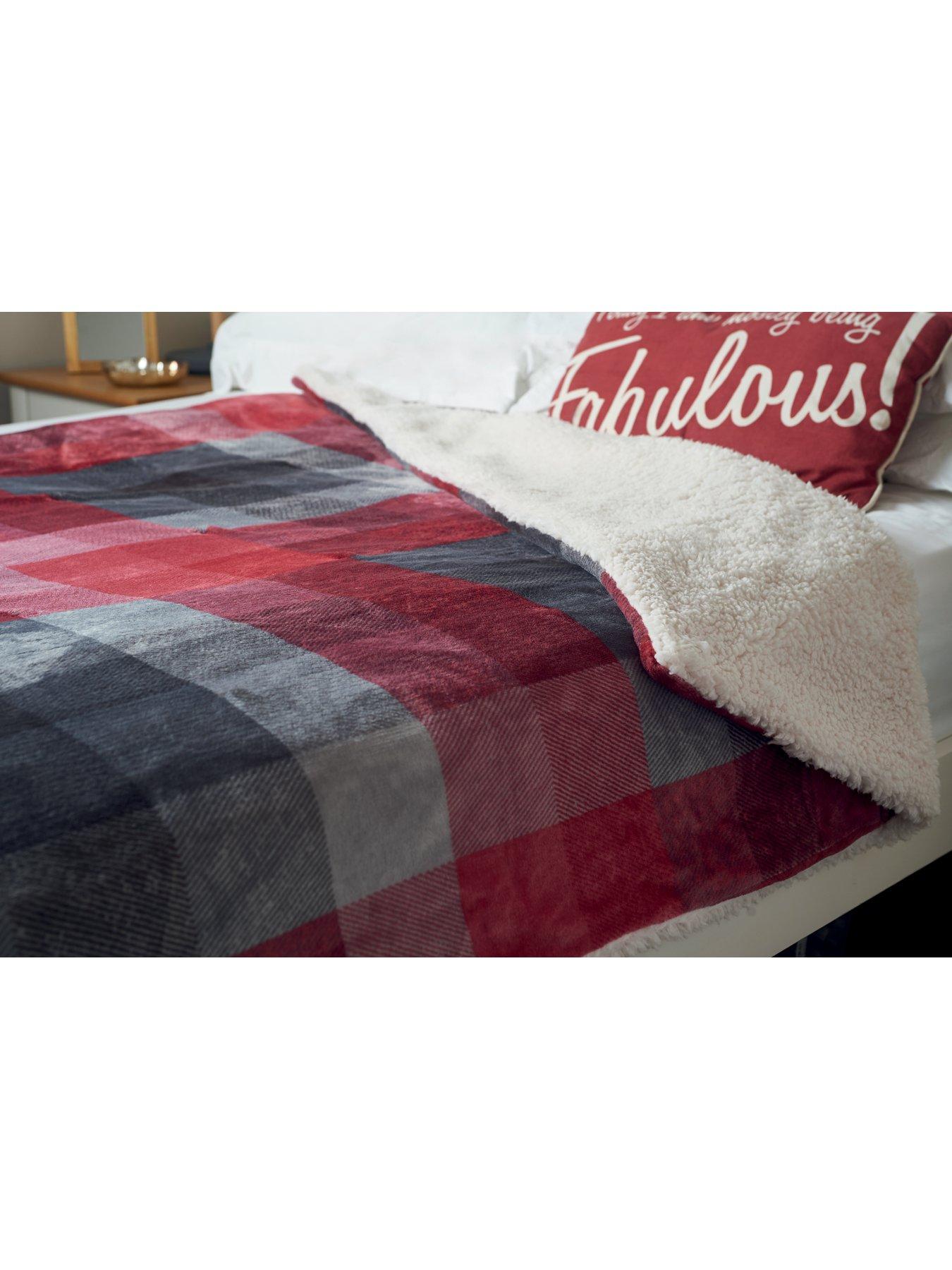 Dreamland Tartan Check Velvety Sherpa Heated Overblanket/throw very.co.uk