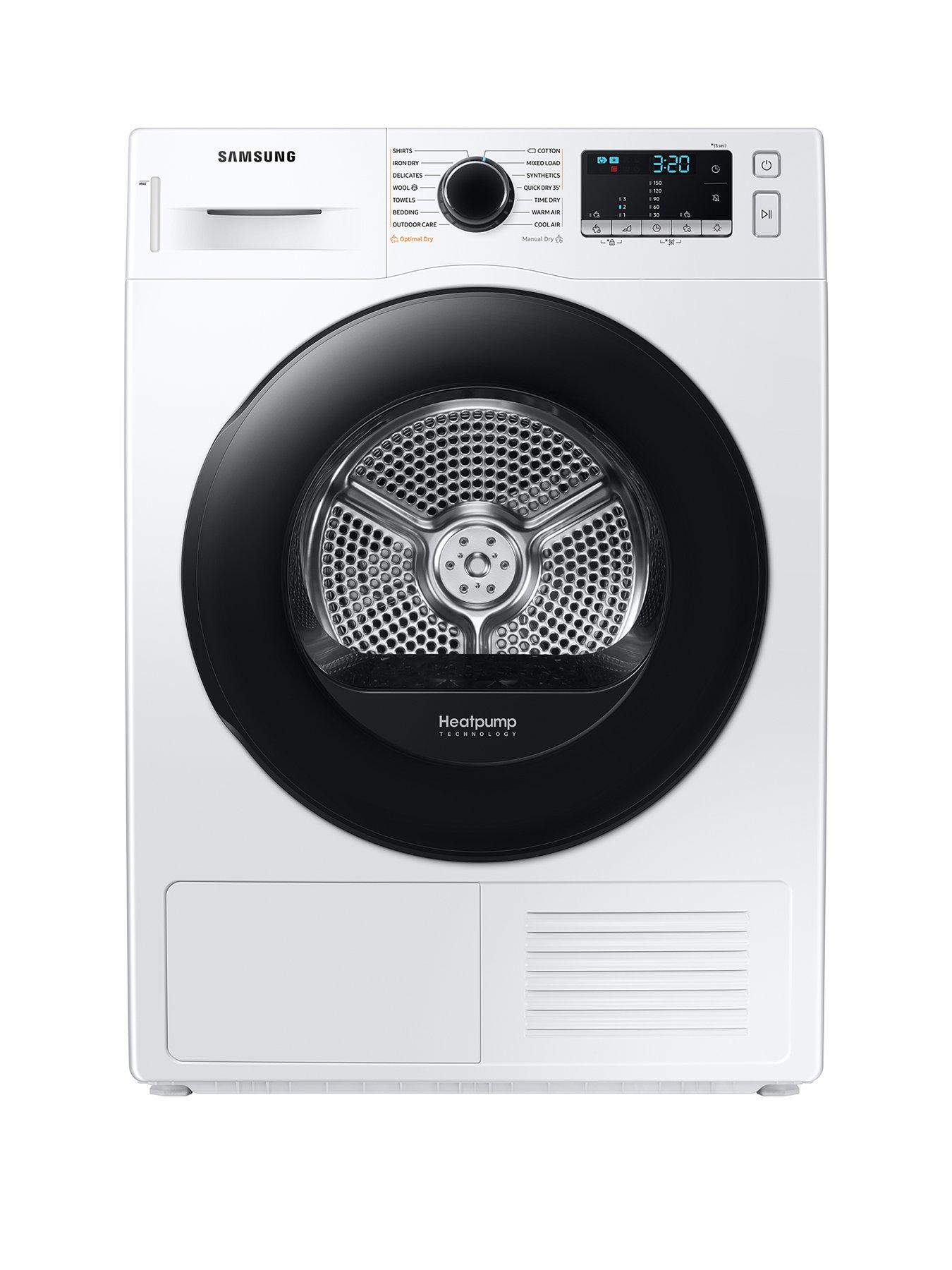 Product photograph of Samsung Series 5 Dv80ta020ae Eu Optimaldry Trade Heat Pump Tumble Dryer - 8kg Load A Rated - White from very.co.uk