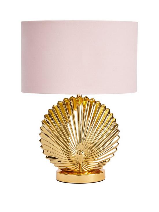 front image of shell-ceramic-table-lamp