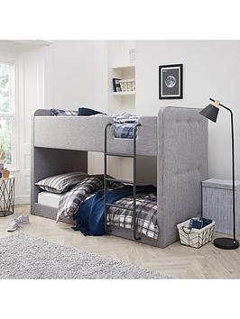 Product photograph of Very Home Charlie Fabric Bunk Bed With Mattress Options Buy And Save - Grey - Bed Frame Only from very.co.uk
