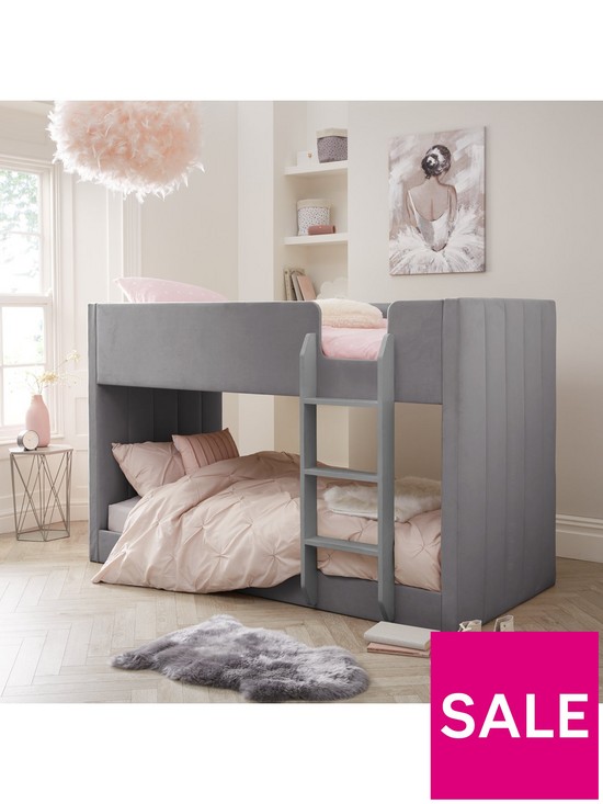 front image of very-home-panelled-velvet-bunk-bed-with-mattress-options-buy-and-savenbsp--grey