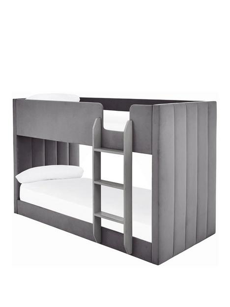 panelled-velvet-bunk-bed-with-mattress-options-buy-and-savenbsp--grey