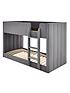  image of panelled-velvet-bunk-bed-with-mattress-options-buy-and-savenbsp--grey