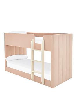 Product photograph of Very Home Panelled Velvet Bunk Bed With Mattress Options Buy And Save - Pink - Bed Frame With Standard Mattress from very.co.uk