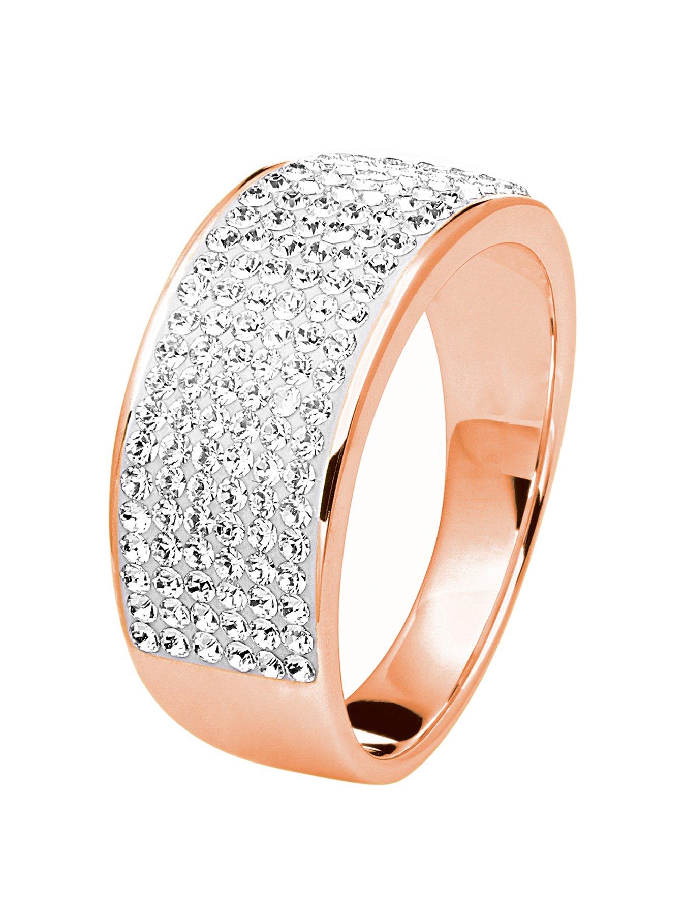 Jewellery & watches Rose Gold Plated Sterling Silver Crystal Band Ring