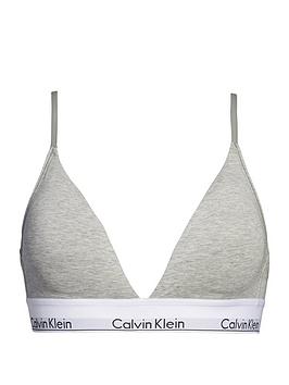 Calvin Klein Lightly Lined Triangle Bra - Grey Heather | very.co.uk