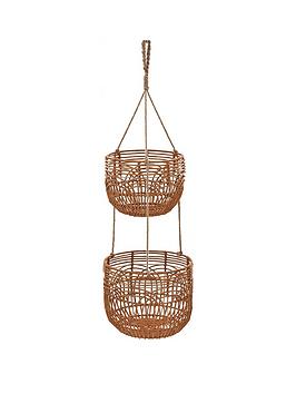 Product photograph of Set Of 2 Rattan Style Hanging Planters from very.co.uk