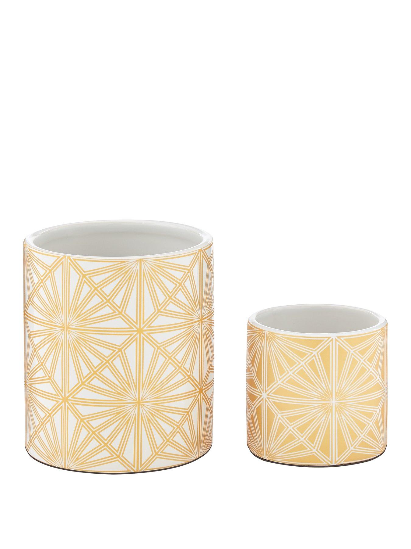 Product photograph of Set Of 2 Gold Foil Candle Plant Holders from very.co.uk