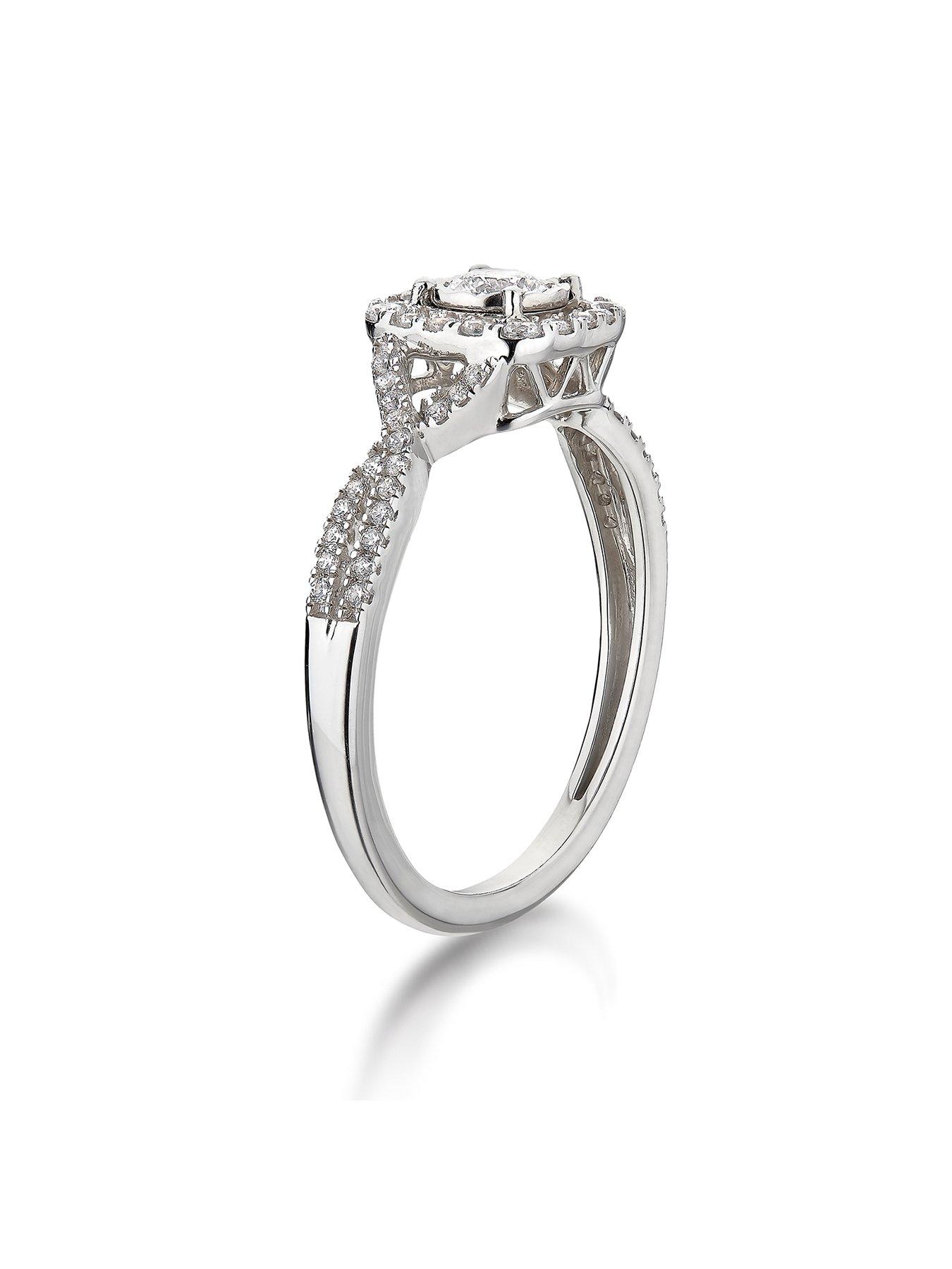 Image 2 of 5 of Love DIAMOND 9ct White Gold 45 Point Diamond Halo Ring