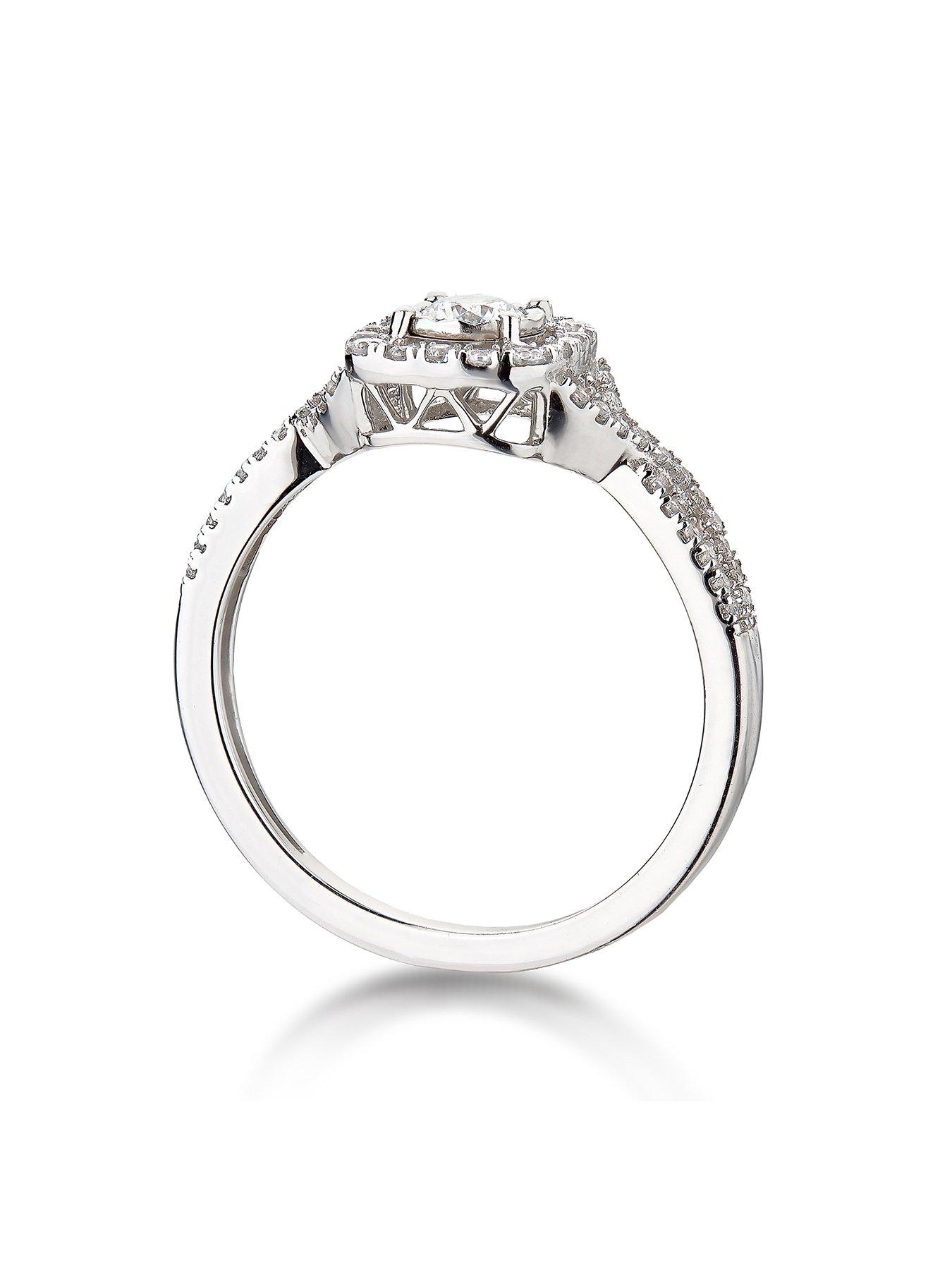 Image 3 of 5 of Love DIAMOND 9ct White Gold 45 Point Diamond Halo Ring