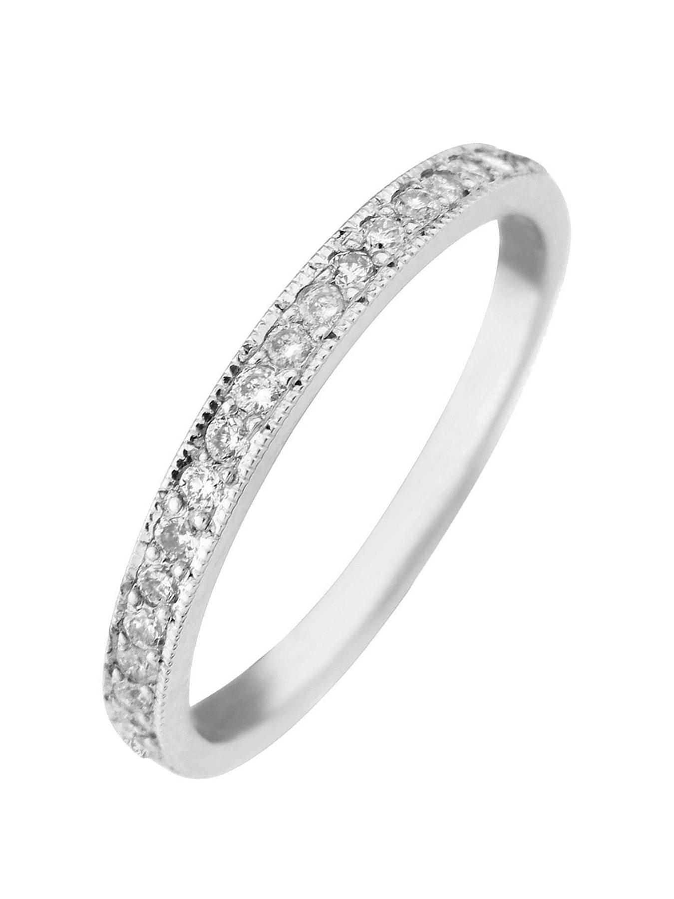 Product photograph of Love Diamond 9ct White Gold 0 25ct Diamond Wedding Band Ring from very.co.uk