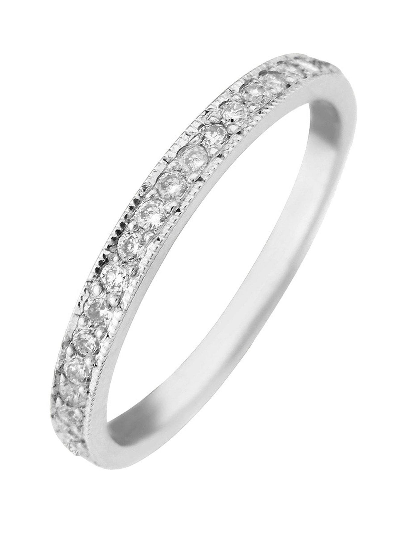 Love DIAMOND 9ct White Gold 0.25ct Diamond Wedding Band Ring
