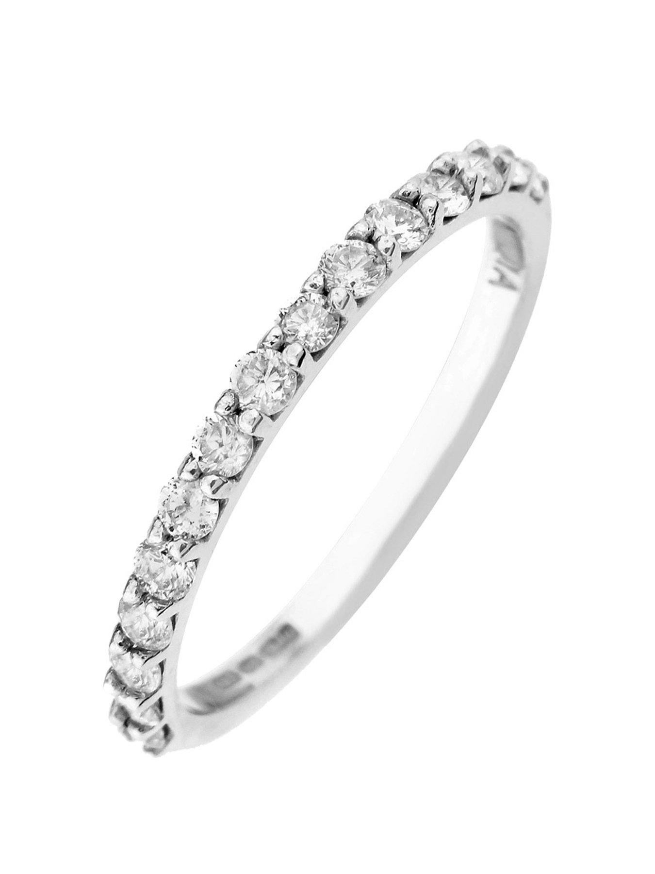 Women 9ct White Gold 0.50ct Diamond Wedding Band Ring