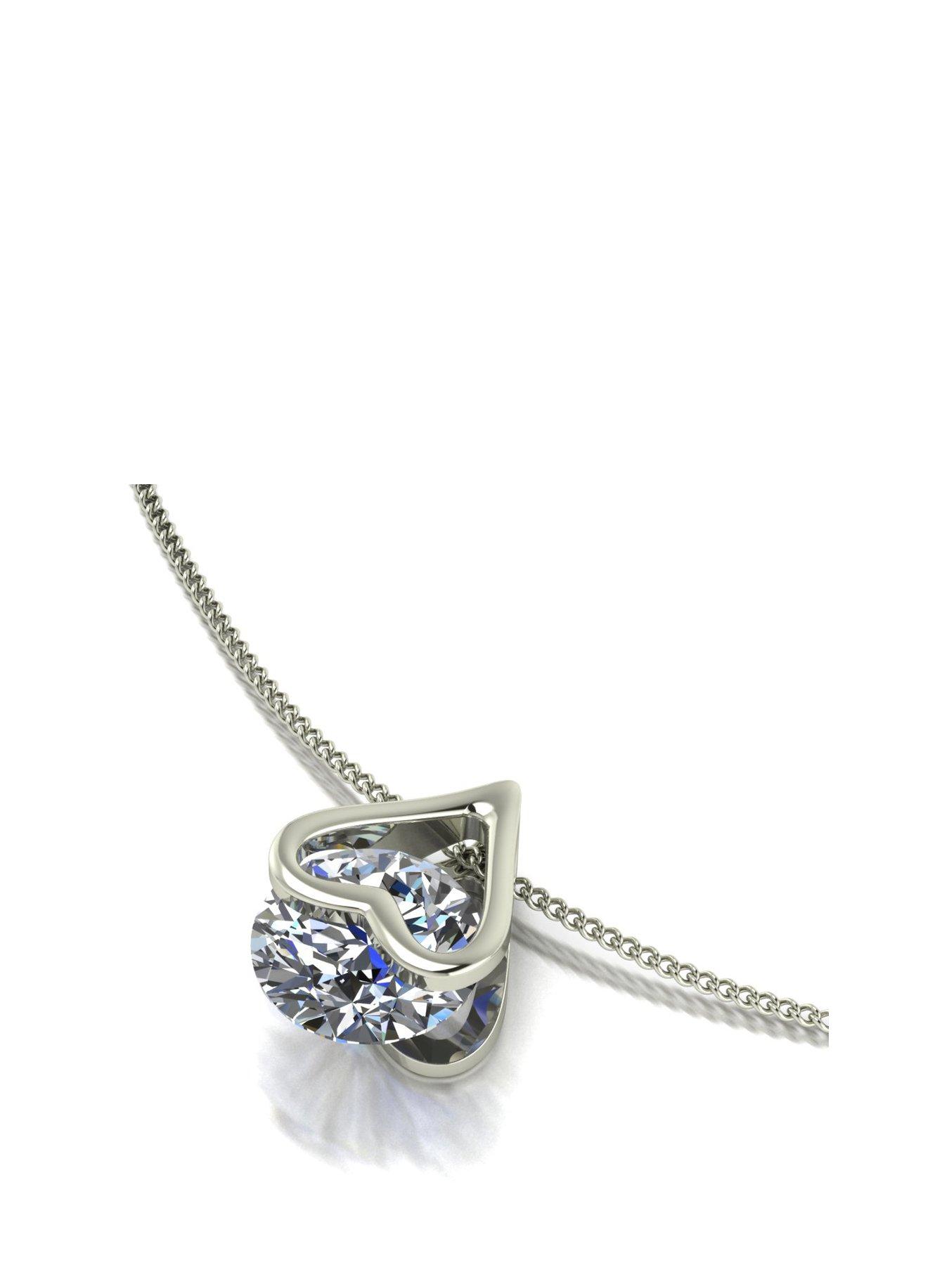 Moissanite 9ct White Gold 1ct Total Heart Pendant