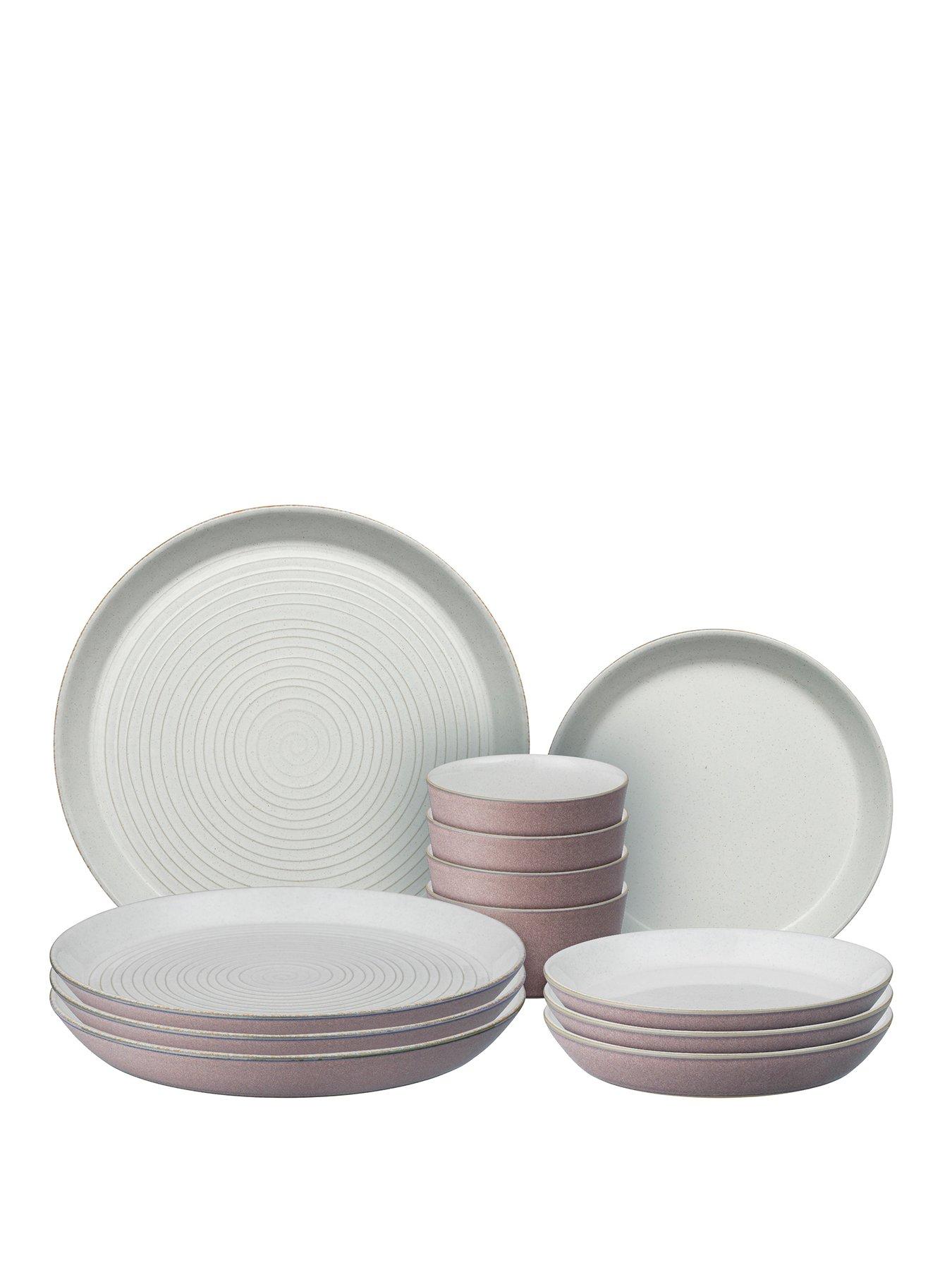 Product photograph of Denby Impression Pink 12 Piece Dinnerware Set from very.co.uk