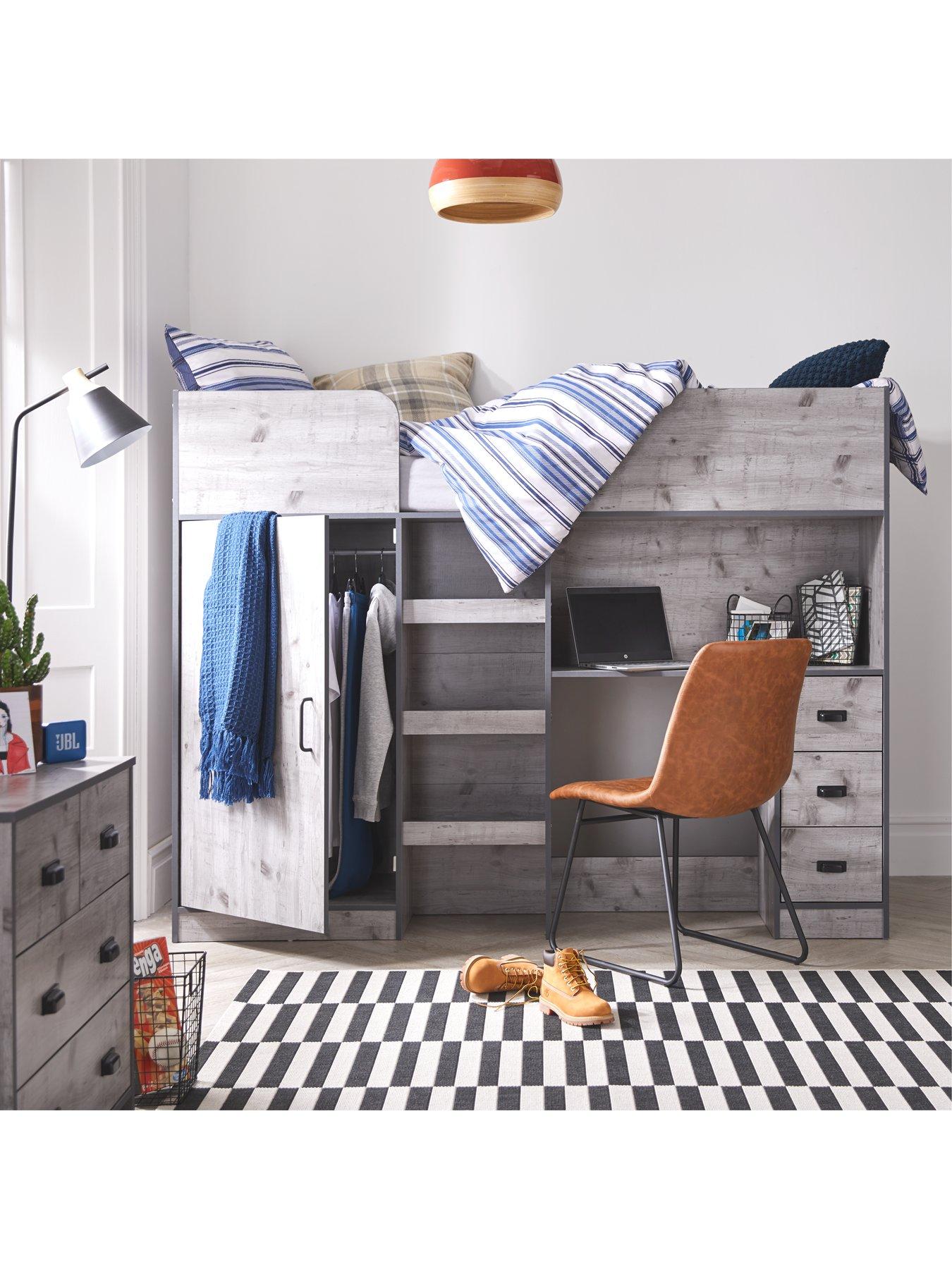 undefined Jackson High Sleeper with Storage and Mattress Options (Buy and SAVE!) - Weathered Grey
