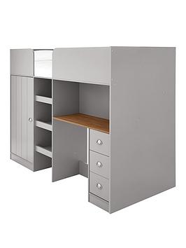 Product photograph of Very Home Atlanta High Sleeper With Desk Drawers And Wardrobe With Mattress Options Buy And Save - Bed Frame With Premium Mattress from very.co.uk