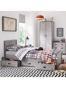 Very Home Jackson Single Storage Bed with Mattress Options (Buy and SAVE!) - Weathered Grey - Bed Frame With Premium Mattress, Grey