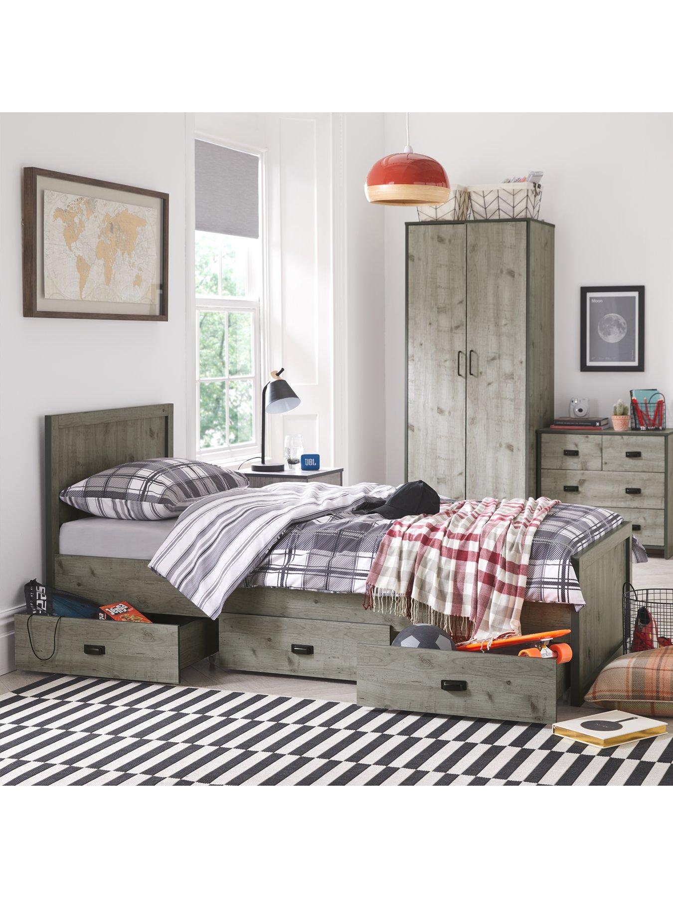 The Very Collection Jackson Single Storage Bed with Mattress Options (Buy and SAVE!) - Weathered Grey