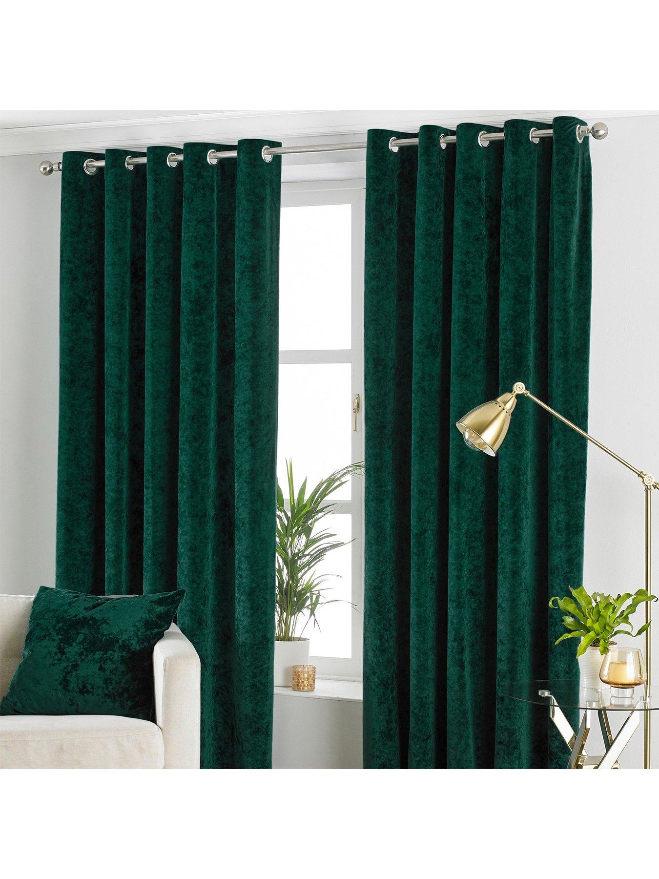 Crushed Velvet Eyelet Lined Curtains