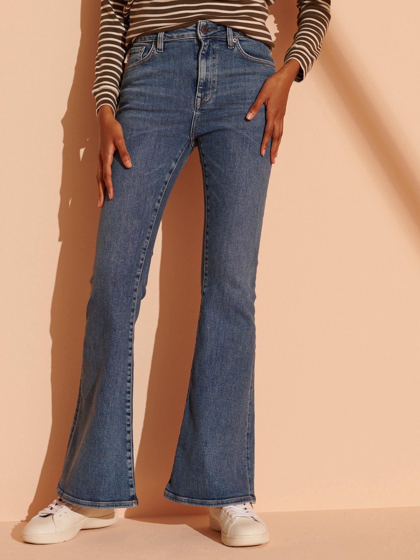 high rise skinny flare jeans