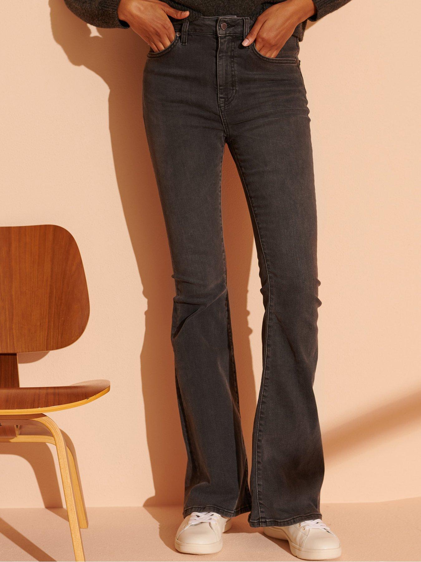 Women High Rise Skinny Flare Jeans - Denim