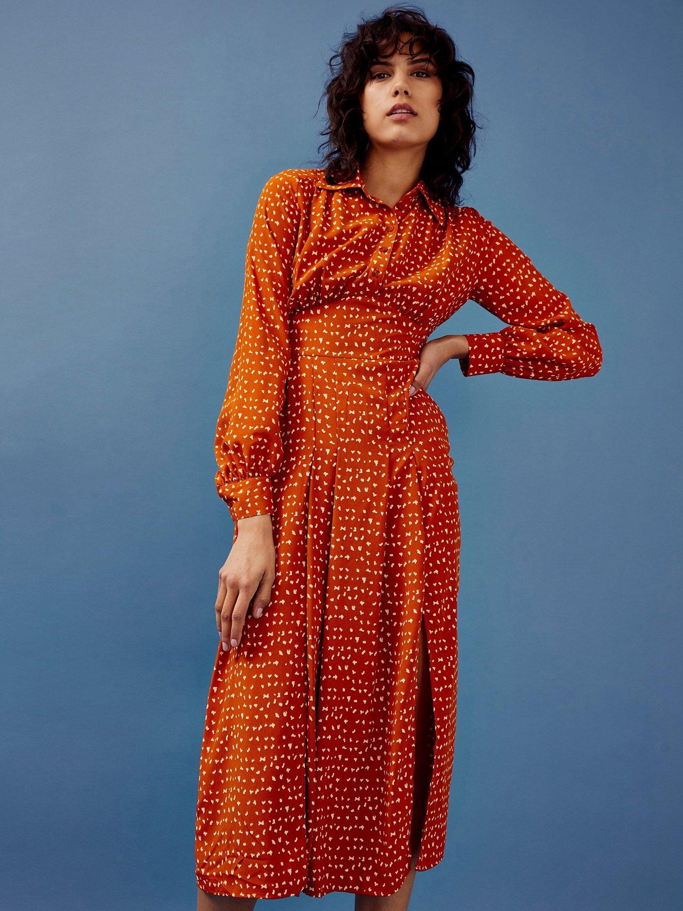 topshop rust dress