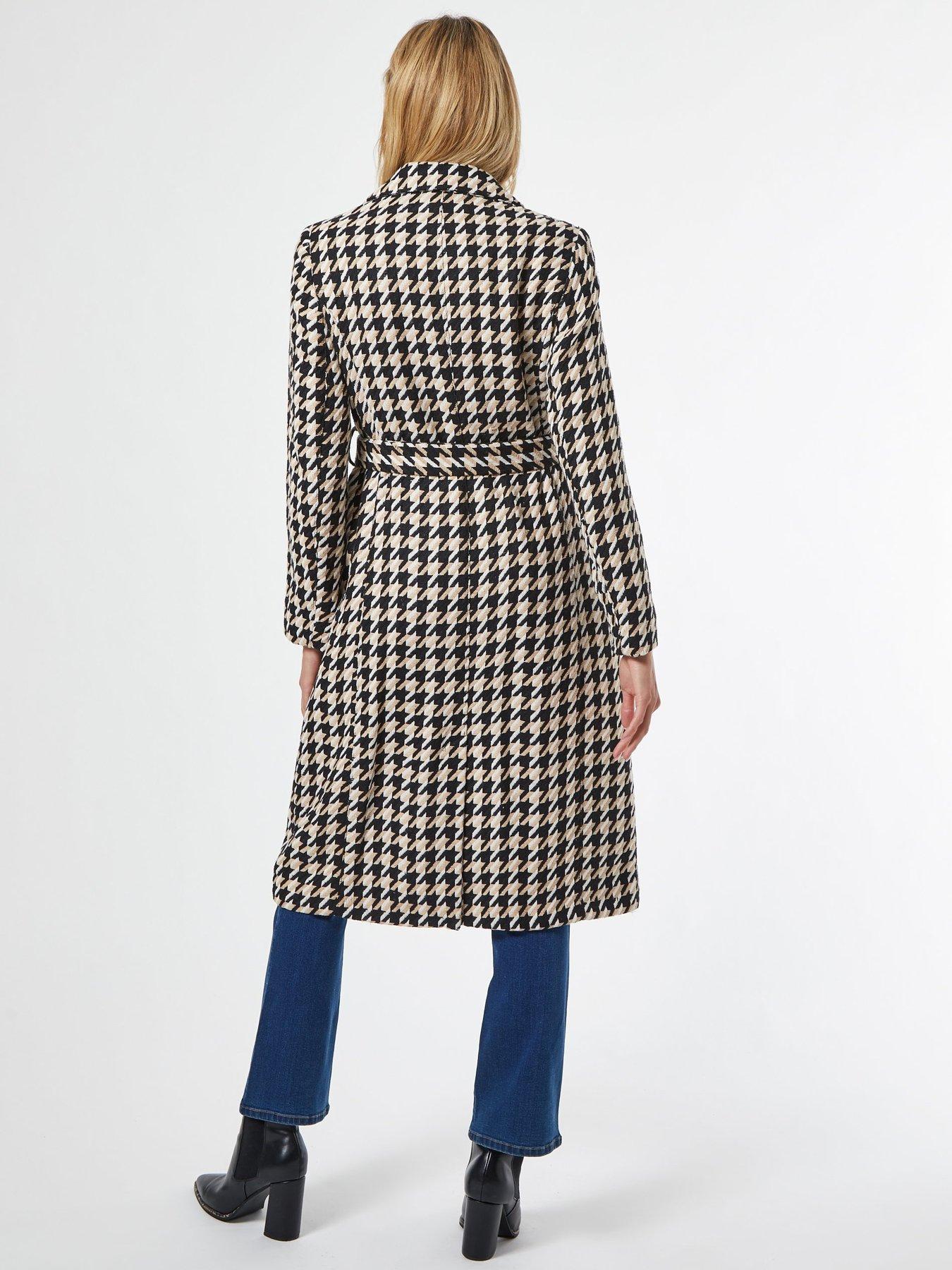 black dogtooth belted lightweight jacket