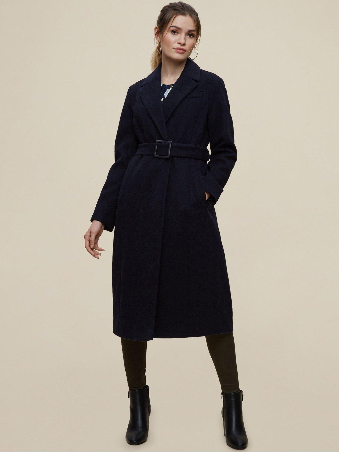 Dorothy Perkins Belted Wrap Coat - Navy 