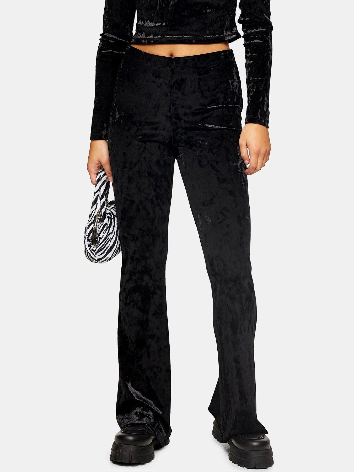 black velvet flare pants