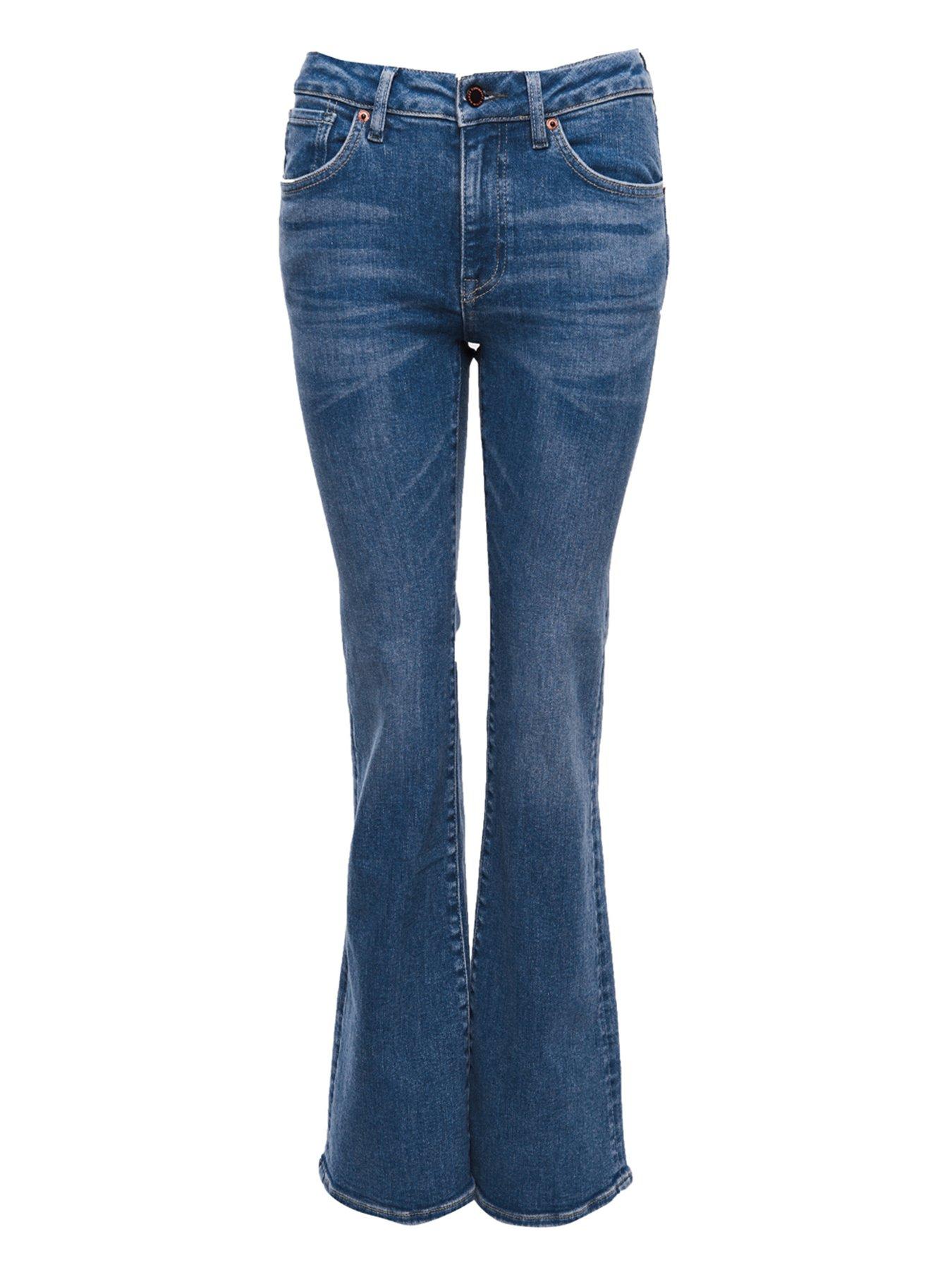 Women Mid Rise Slim Flare Jeans - Blue