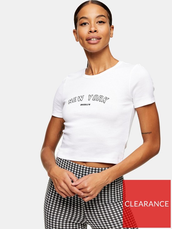 front image of topshop-new-york-tee-white