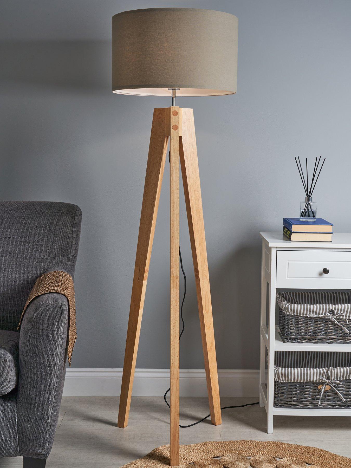 Very Home Toulouse Wooden Floor Lamp - Natural