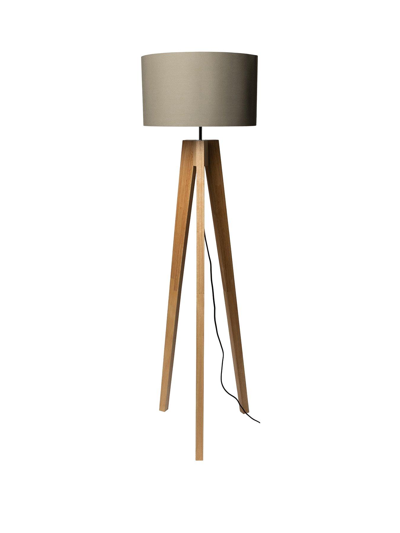 Product photograph of Toulouse Wooden Floor Lamp - Grey from very.co.uk