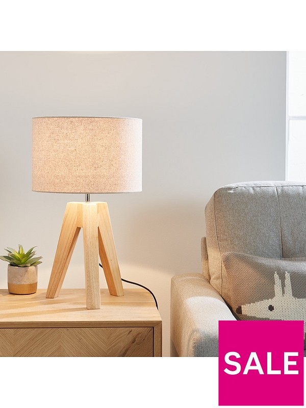 Toulouse Wooden Table Lamp Natural, Natural Wooden Table Lamp Uk