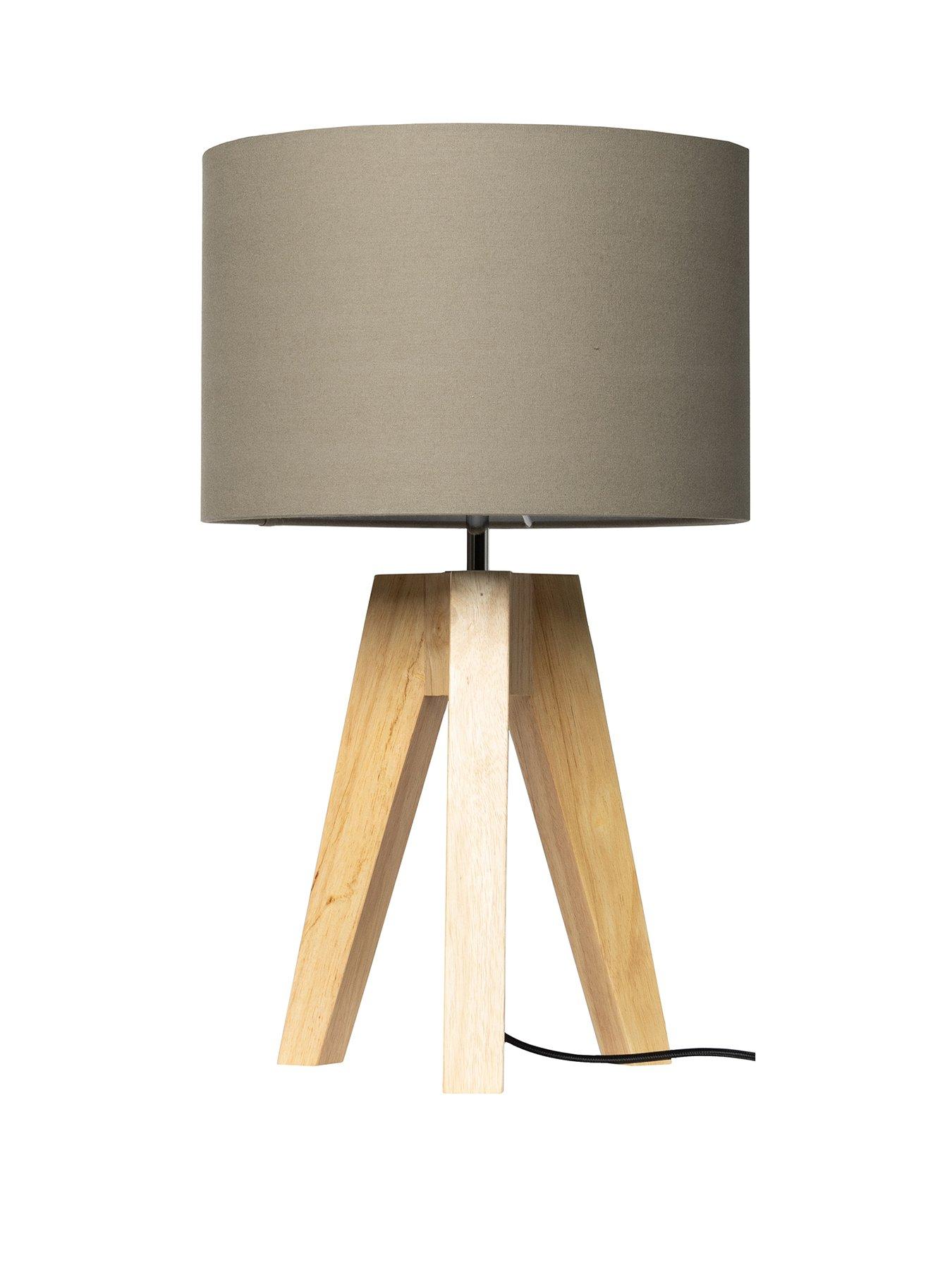 Product photograph of Toulouse Wooden Table Lamp - Grey from very.co.uk