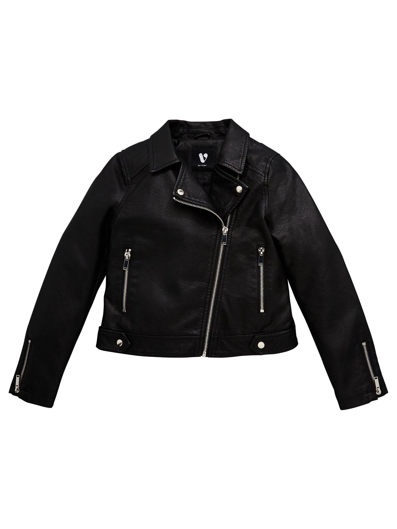 undefined Girls PU Biker Jacket - Black
