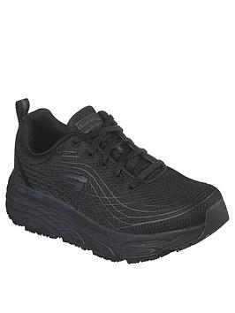 skechers haptic printed lace up max cushioning slip resistant outsole trainer black