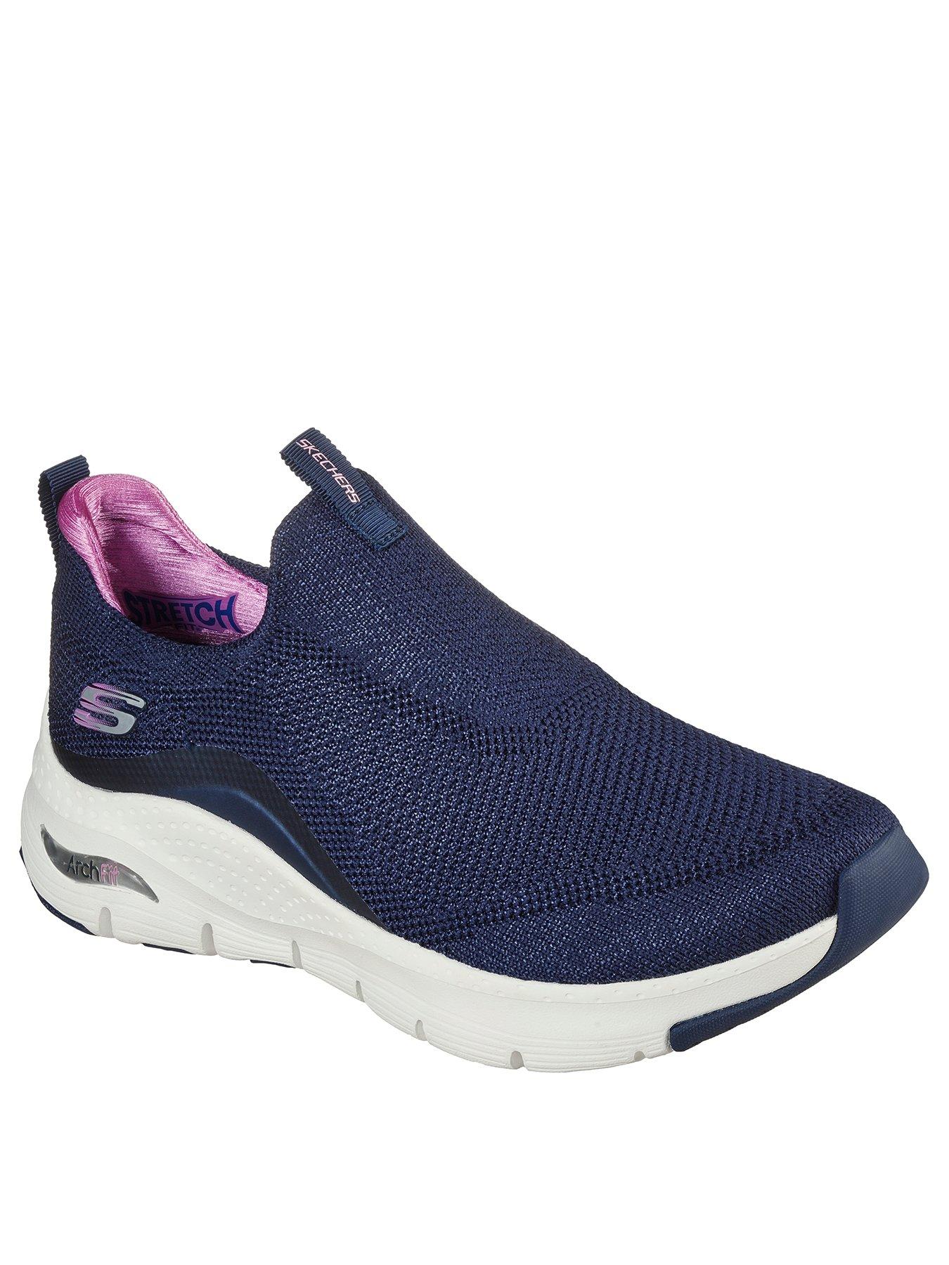 Arch Fit Engineered Knit Stretch Fit Slip On Plimsoll Navy Purple