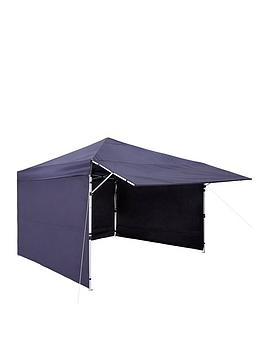 3M X 3M Pop-Up Gazebo With Side Extension, Steel Frame - With Carry Bag
