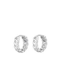 Sterling Silver Interlinking Chain Style Huggie Hoop Earrings