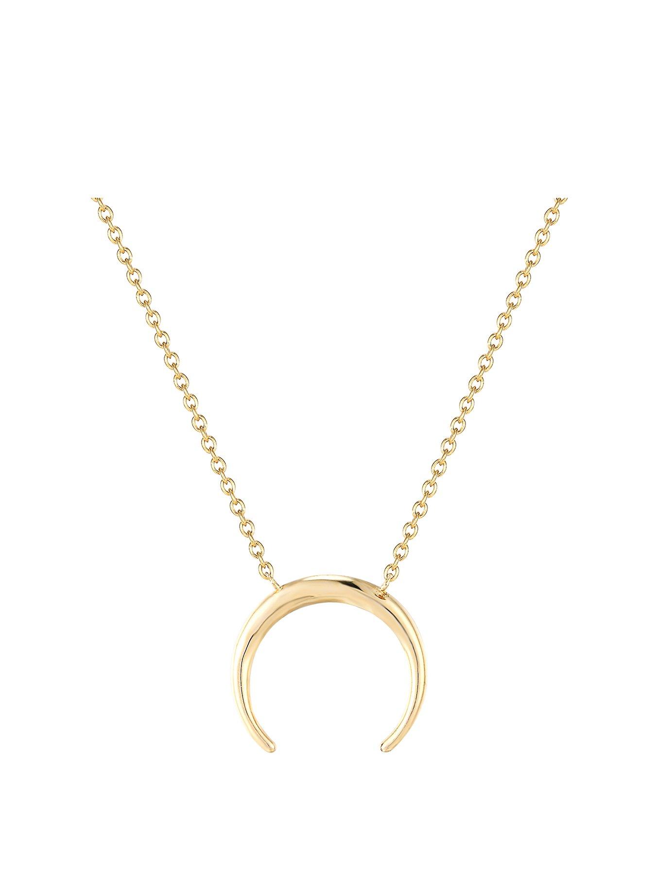 Women 18ct Gold Plated Sterling Silver Tusk Pendant Necklace