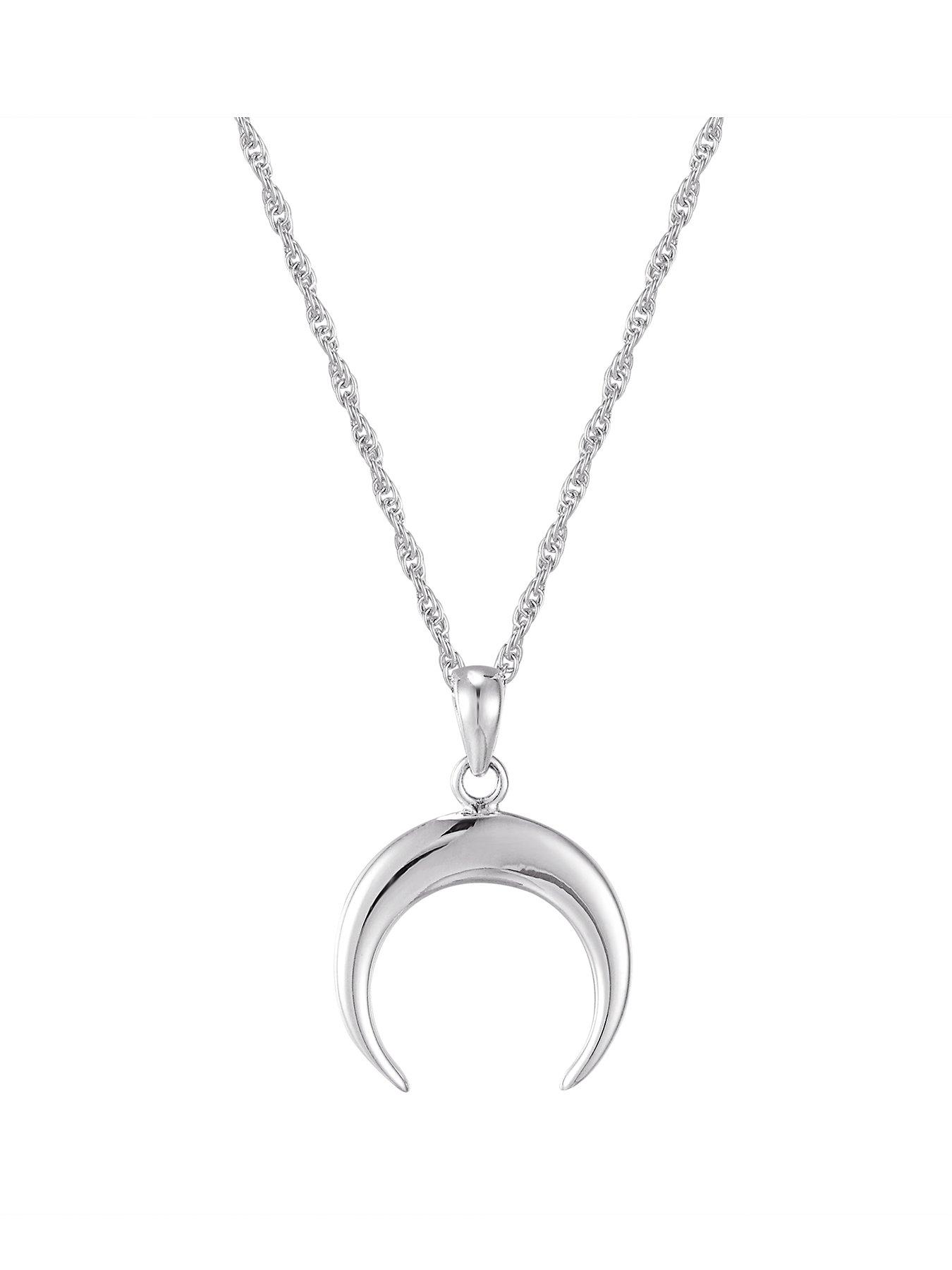 Product photograph of The Love Silver Collection Sterling Silver Tusk Pendant Necklace from very.co.uk