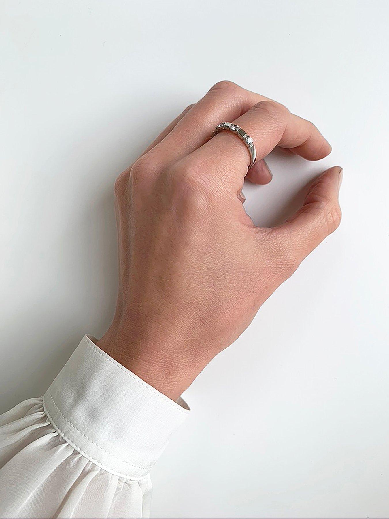 Image 2 of 3 of The Love Collection Sterling Silver Five Stone Cubic Zirconia Band Ring