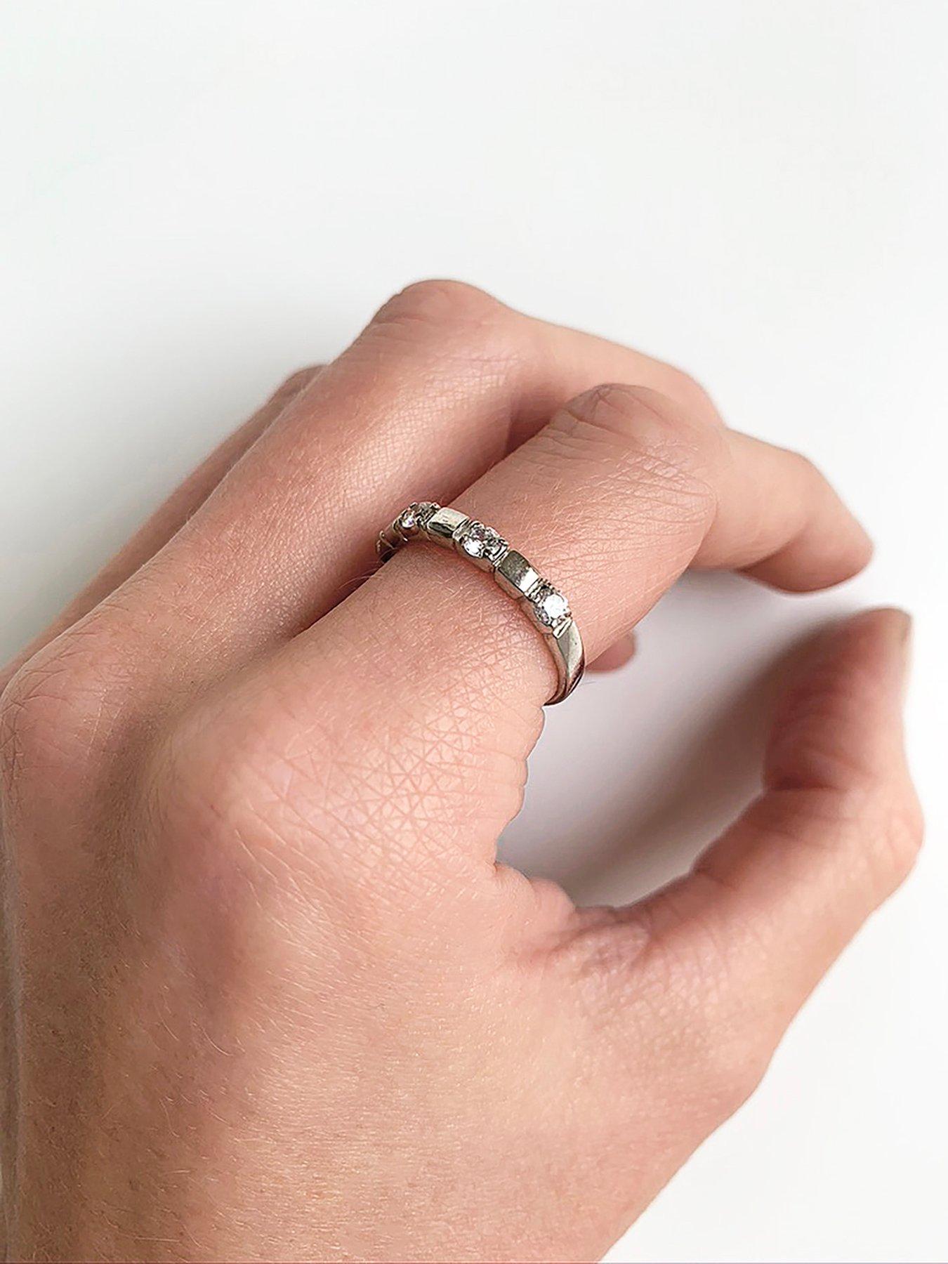 Image 3 of 3 of The Love Collection Sterling Silver Five Stone Cubic Zirconia Band Ring