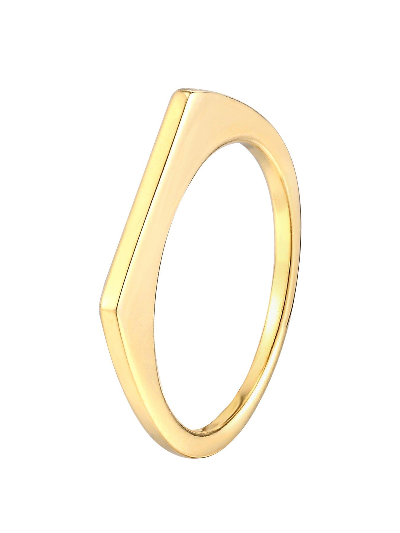 Product photograph of The Love Silver Collection 18ct Gold Plated Sterling Silver Thin Square Edge Stacking Ring from very.co.uk